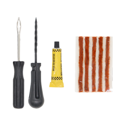 Stop & Go 76002 8 Piece Tubeless Tire Repair Kit with Rope Plug & Rubber Cement for Punctures and Flats on Motorcycle, ATV, Car, Truck, & Trailer (5 Plugs)