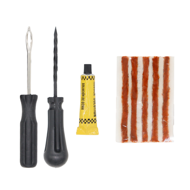 Stop & Go 76002 8 Piece Tubeless Tire Repair Kit with Rope Plug & Rubber Cement for Punctures and Flats on Motorcycle, ATV, Car, Truck, & Trailer (5 Plugs)