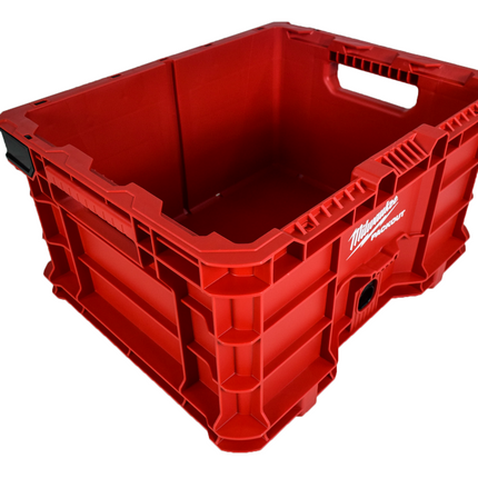 Milwaukee PACKOUT 18.6-in Heavy-Duty Tool Storage Crate – Impact-Resistant Polymer, 50 lb Capacity, Stackable or Hangable Modular PACKOUT Bin