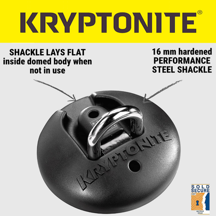 Kryptonite Stronghold Anchor 6.10 lbs. - Permanent Locking Point for Use Indoors or Outdoors to Keep Bicycles; E-Bikes; Scooters Safe (330202)
