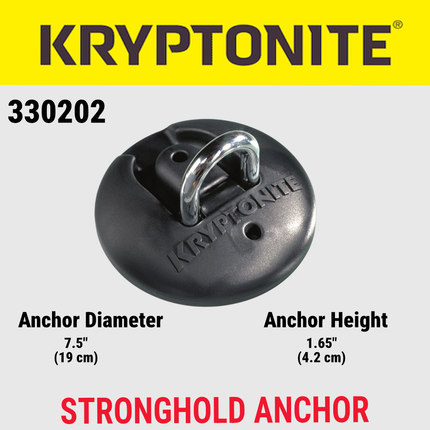 Kryptonite Stronghold Anchor 6.10 lbs. - Permanent Locking Point for Use Indoors or Outdoors to Keep Bicycles; E-Bikes; Scooters Safe (330202)