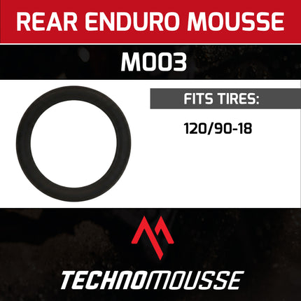 Technomousse 120/90/18 Dirt Bike Rear Tire Mousse Insert Black Series M003 Standard Compound - Enduro Motocross Foam Tire Tube - Puncture and Cut Resistant