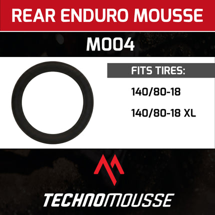 Technomousse 140/80/18 Dirt Bike Rear Tire Mousse Insert Black Series M004 Standard Compound - Enduro Motocross Foam Tire Tube - Puncture and Cut Resistant