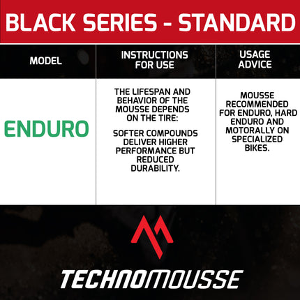 Technomousse 140/80/18 Dirt Bike Rear Tire Mousse Insert Black Series M004 Standard Compound - Enduro Motocross Foam Tire Tube - Puncture and Cut Resistant