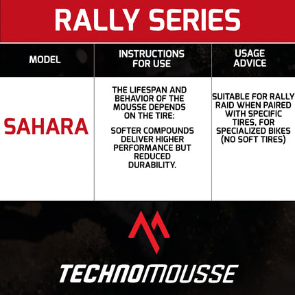 Technomousse 90/90/21 Dirt Bike Front Tire Mousse Insert Rally Series M007 Standard Compound - Enduro Motocross Foam Tire Tube - Puncture and Cut Resistant