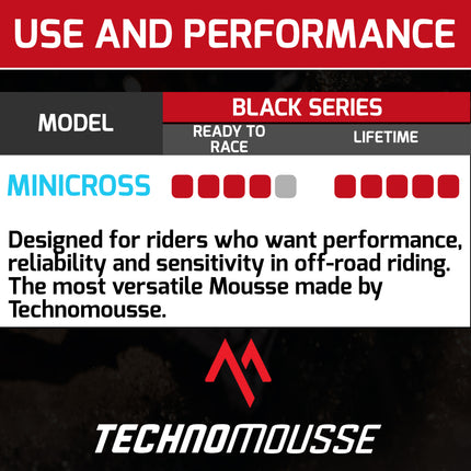 Technomousse 70/100/19-17 Dirt Bike Front Tire Mousse Insert Black Series M009-M010 Standard Compound - Enduro Motocross Foam Tire Tube - Puncture and Cut Resistant