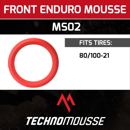 Technomousse 80/100/21 Soft Dirt Bike Front Tire Mousse Insert Red Series M011 Standard Compound - Enduro Motocross Foam Tire Tube - Puncture and Cut Resistant