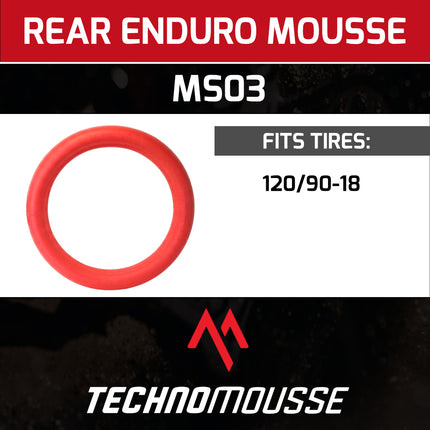 Technomousse 120/90/18 Soft Dirt Bike Rear Tire Mousse Insert Red Series MS03 Standard Compound - Enduro Motocross Foam Tire Tube - Puncture and Cut Resistant