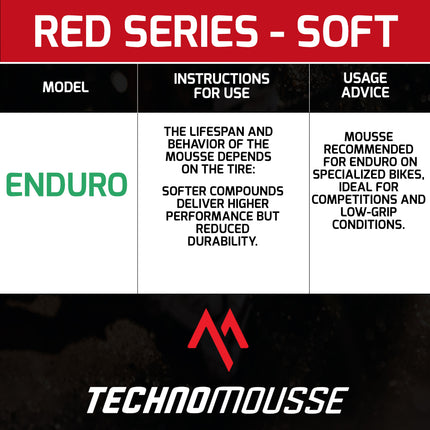 Technomousse 120/90/18 Soft Dirt Bike Rear Tire Mousse Insert Red Series MS03 Standard Compound - Enduro Motocross Foam Tire Tube - Puncture and Cut Resistant