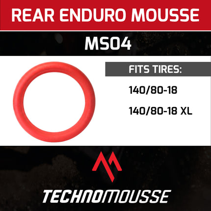 Technomousse 140/80/18 Soft Dirt Bike Rear Tire Mousse Insert Red Series MS03 Standard Compound - Enduro Motocross Foam Tire Tube - Puncture and Cut Resistant
