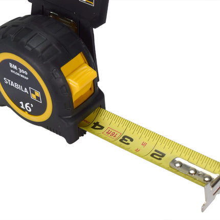 Stabila 30516 BM 300 Imperial Scale 16 Feet Pocket Tape Measure - Shatterproof PC/ABS Housing, NYLON-WRAP Blade, SPIKES Hook, Double-Sided Scale