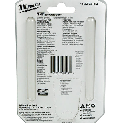 Milwaukee 48-22-0216M 16 ft. x 1.3 in. Wide Blade Magnetic Tape Measure