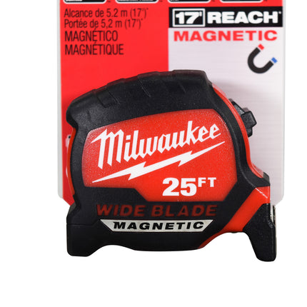 Milwaukee 48-22-0225M 25ft Wide Blade 17 ft. Reach Magnetic Tape Measure