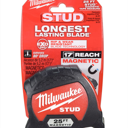 Milwaukee 48-22-9725M 25ft STUD Magnetic Tape Measure