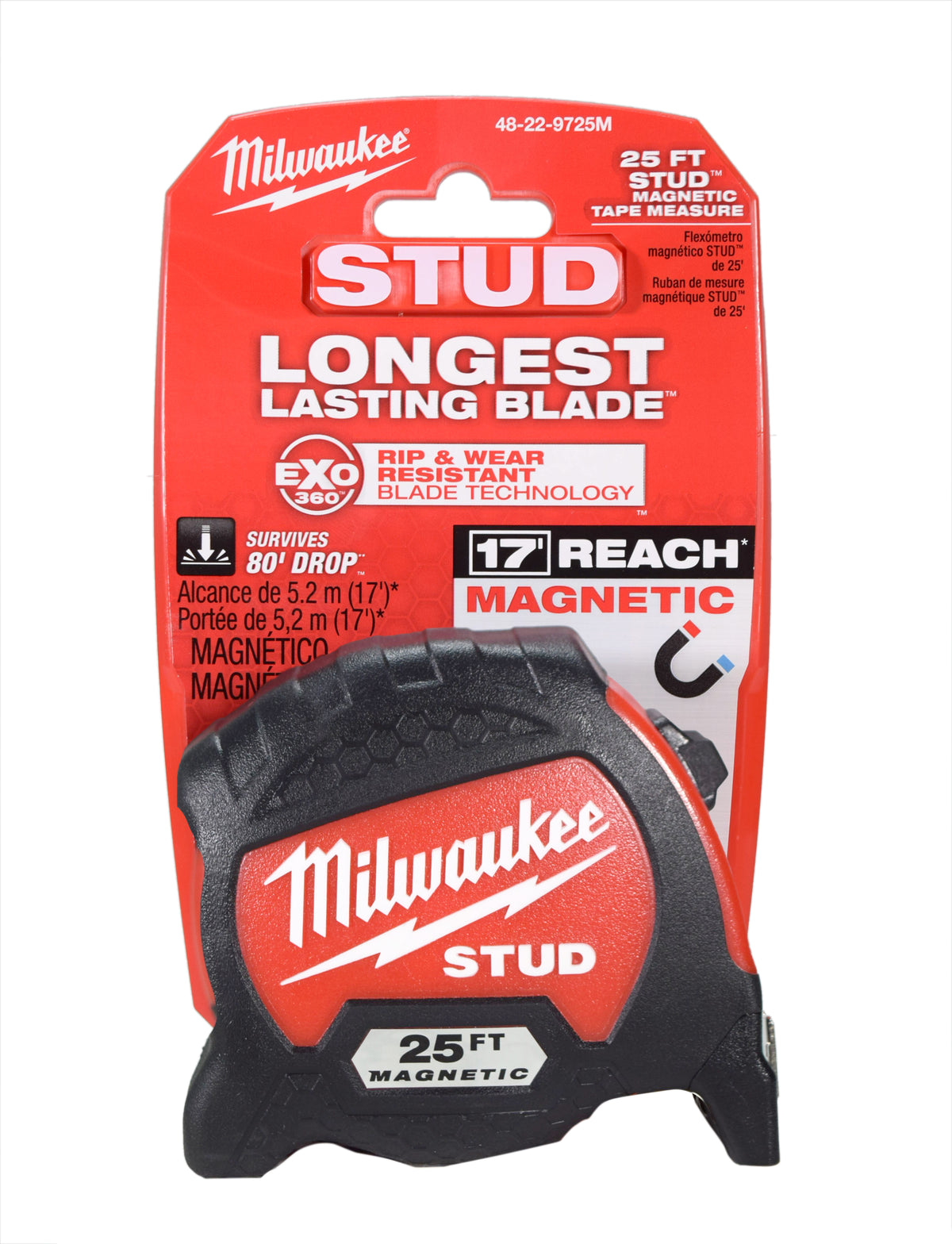 Milwaukee 48-22-9725M 25ft STUD Magnetic Tape Measure