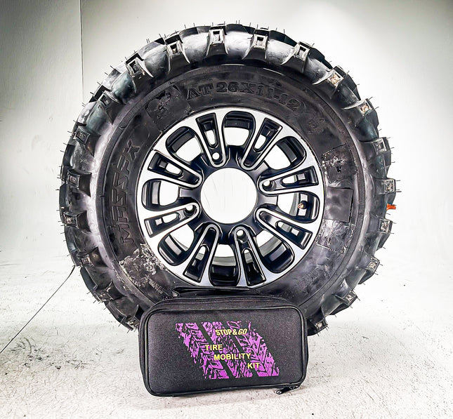 Stop & Go 5001 24 Piece Tubeless Mushroom Plug Tire Mobility Repair Kit & Air Compressor for Punctures & Flats on Car, Trucks, Trailers, & ATV (15 Plugs)