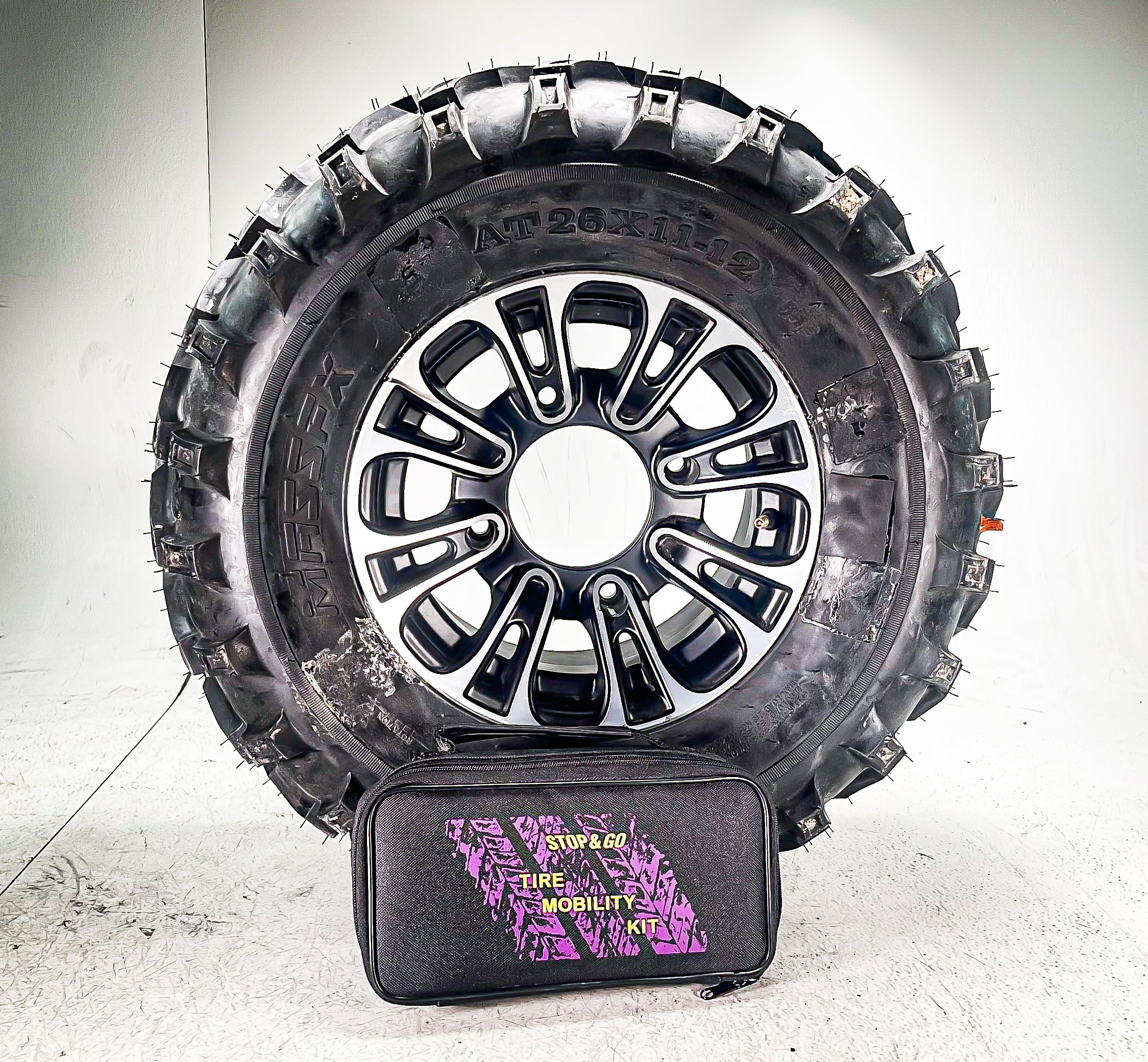 Stop & Go 5001 24 Piece Tubeless Mushroom Plug Tire Mobility Repair Kit & Air Compressor for Punctures & Flats on Car, Trucks, Trailers, & ATV (15 Plugs)