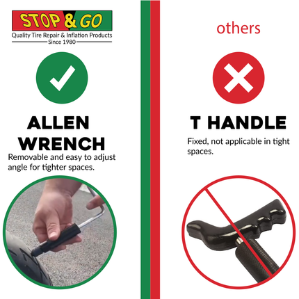 Stop & Go 6000 24 Piece Tubeless Puncture Pilot Tire Repair Kit & Air Compressor for Flats on Motorcycle, Scooter, ATV, UTV, Golf Cart, & Mower (15 Plugs)