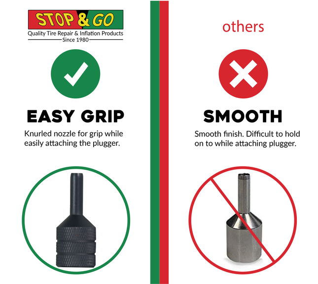 Stop & Go 6000 24 Piece Tubeless Puncture Pilot Tire Repair Kit & Air Compressor for Flats on Motorcycle, Scooter, ATV, UTV, Golf Cart, & Mower (15 Plugs)