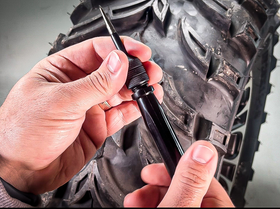 Stop & Go 6000 24 Piece Tubeless Puncture Pilot Tire Repair Kit & Air Compressor for Flats on Motorcycle, Scooter, ATV, UTV, Golf Cart, & Mower (15 Plugs)