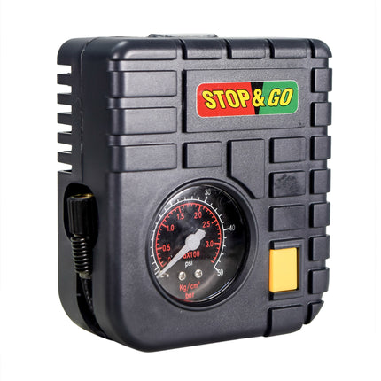 Stop & Go 6000 24 Piece Tubeless Puncture Pilot Tire Repair Kit & Air Compressor for Flats on Motorcycle, Scooter, ATV, UTV, Golf Cart, & Mower (15 Plugs)