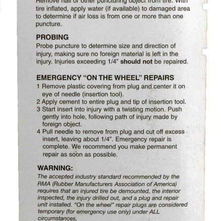 Stop & Go 76002 - Tubeless Tire Repair Kit w/Rubber Cement