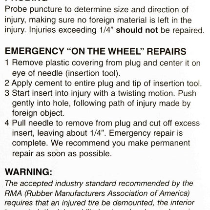 Stop & Go 76002 - Tubeless Tire Repair Kit w/Rubber Cement