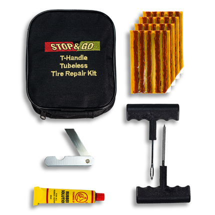 Stop & Go 1020 25 Piece Tubeless T-Handle Rope Plug Tire Repair Kit for Punctures or Flats on Car, Motorcycle, ATV, Jeep, Truck, & Tractor (20 Plugs)