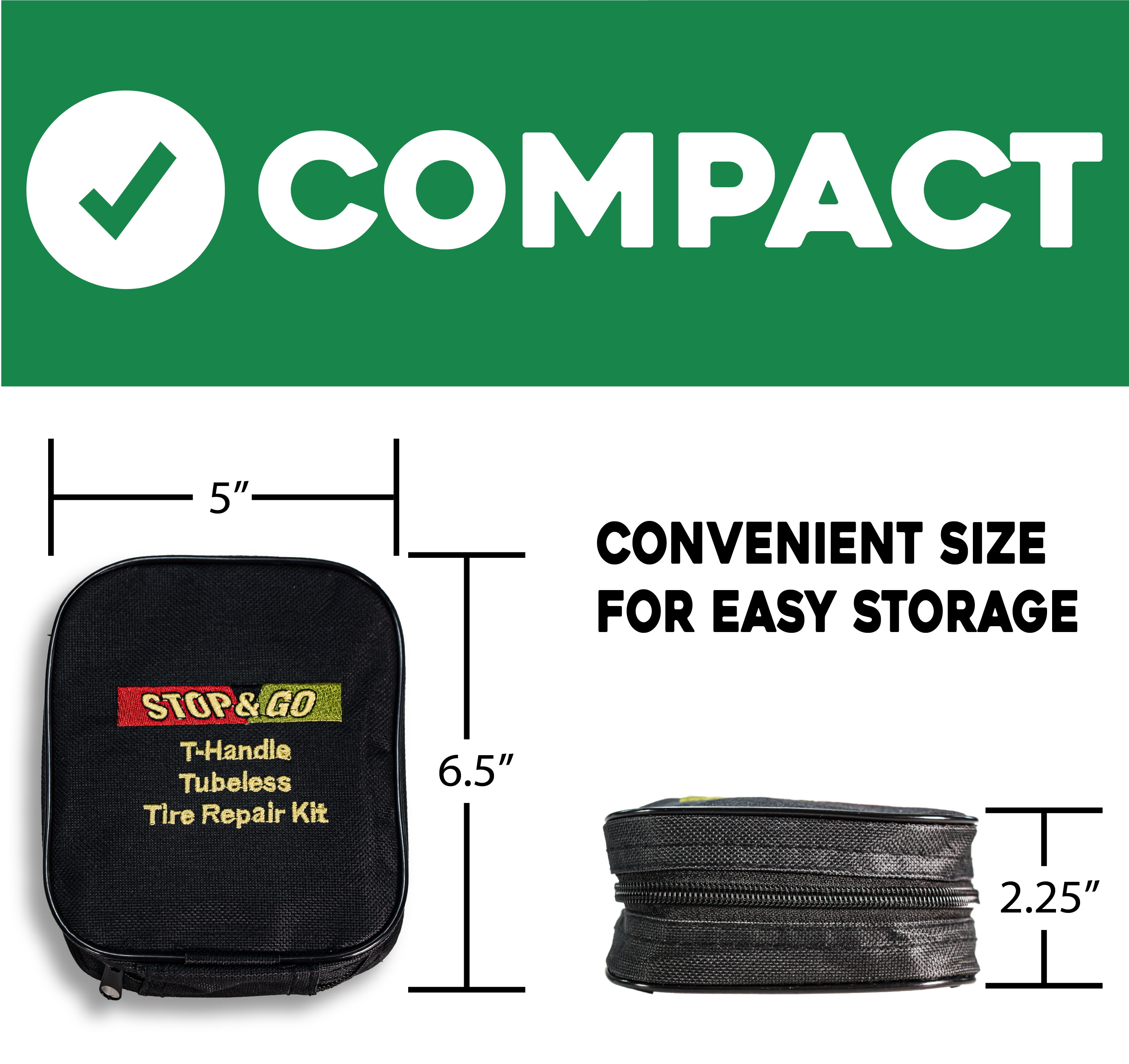 Stop & Go 1020 25 Piece Tubeless T-Handle Rope Plug Tire Repair Kit for Punctures or Flats on Car, Motorcycle, ATV, Jeep, Truck, & Tractor (20 Plugs)