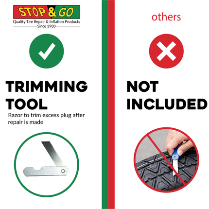 Stop & Go 1020 25 Piece Tubeless T-Handle Rope Plug Tire Repair Kit for Punctures or Flats on Car, Motorcycle, ATV, Jeep, Truck, & Tractor (20 Plugs)