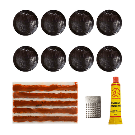 Stop & Go 1066 27 Piece Tubeless & Tube-Type Tire Repair Kit with Patches, Rope Plugs, & CO2 for Punctures and Flats on ATV & Motorcycle (8 Patches & 5 Plugs)