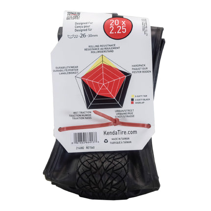 Kenda 3-Sixty Pro TR 120tpi Fold Black 20x2.25 Bicycle Tire & Keychain (Single)