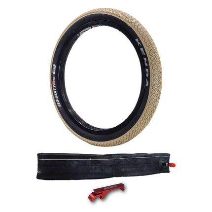 Kenda 3-Sixty Pro TR 120tpi Tan 20x2.25 Bike Tire & 20x2.00-2.40 Tube & Keychain