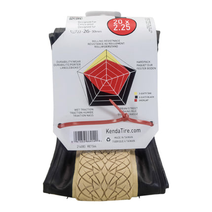 Kenda 3-Sixty Pro TR 120tpi Fold Tan 20x2.25 Bicycle Tire & Keychain (Single)