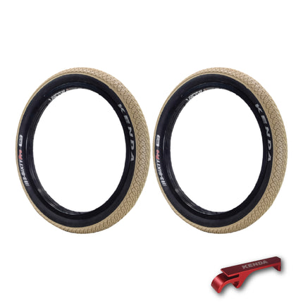 Kenda 3-Sixty Pro TR 120tpi Fold Tan 20x2.25 Bicycle Tire & Keychain (Two Pack)