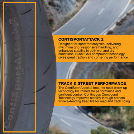 Continental Sport Attack 2 120/70ZR17 Front Motorcycle Tire with Keychain