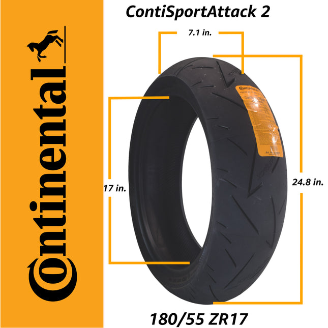 Continental Sport Attack 2 180/55ZR17 Rear Motorcycle Tire with Keychain