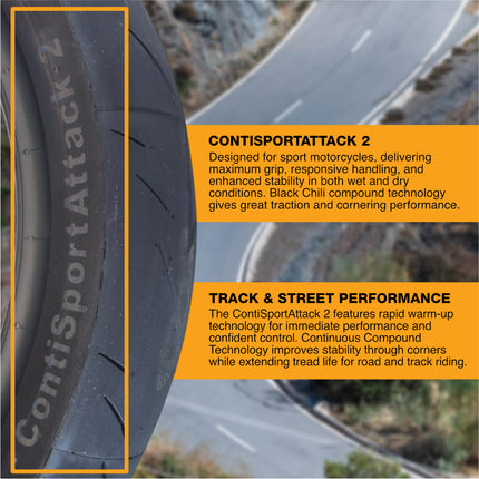 Continental Sport Attack 2 180/55ZR17 Rear Motorcycle Tire with Keychain