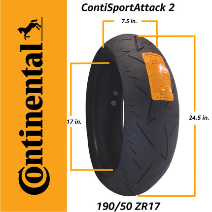Continental Sport Attack 2 190/50ZR17 Rear Motorcycle Tire with Keychain