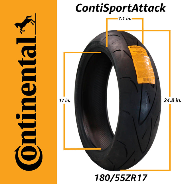 Continental ContiSportAttack  180/55ZR17 Rear Motorcycle Tire - High Performance Sport Touring Radial Tire for Street Bikes 180/55-17