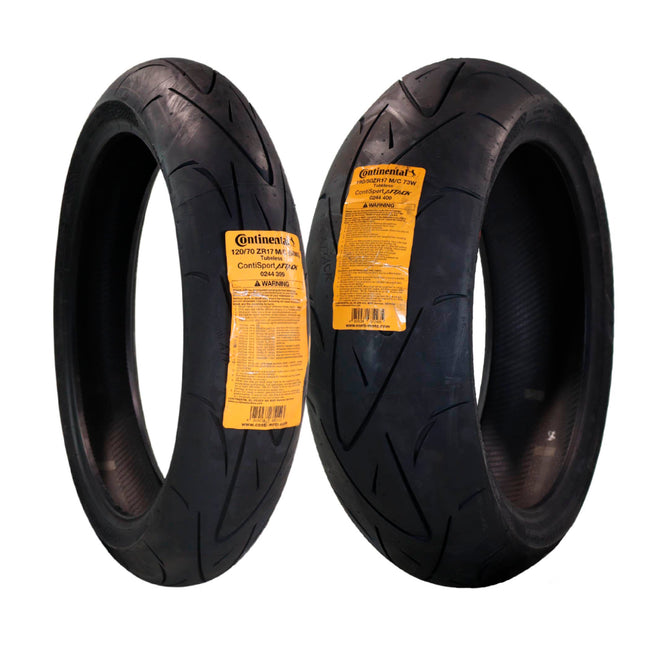 Continental ContiSportAttack  120/70ZR17 Front and 190/50ZR17 Rear Motorcycle Tires - High Performance Sport Touring Radial Tires for Street Bikes - 120/70-17 F & 190/50-17 R