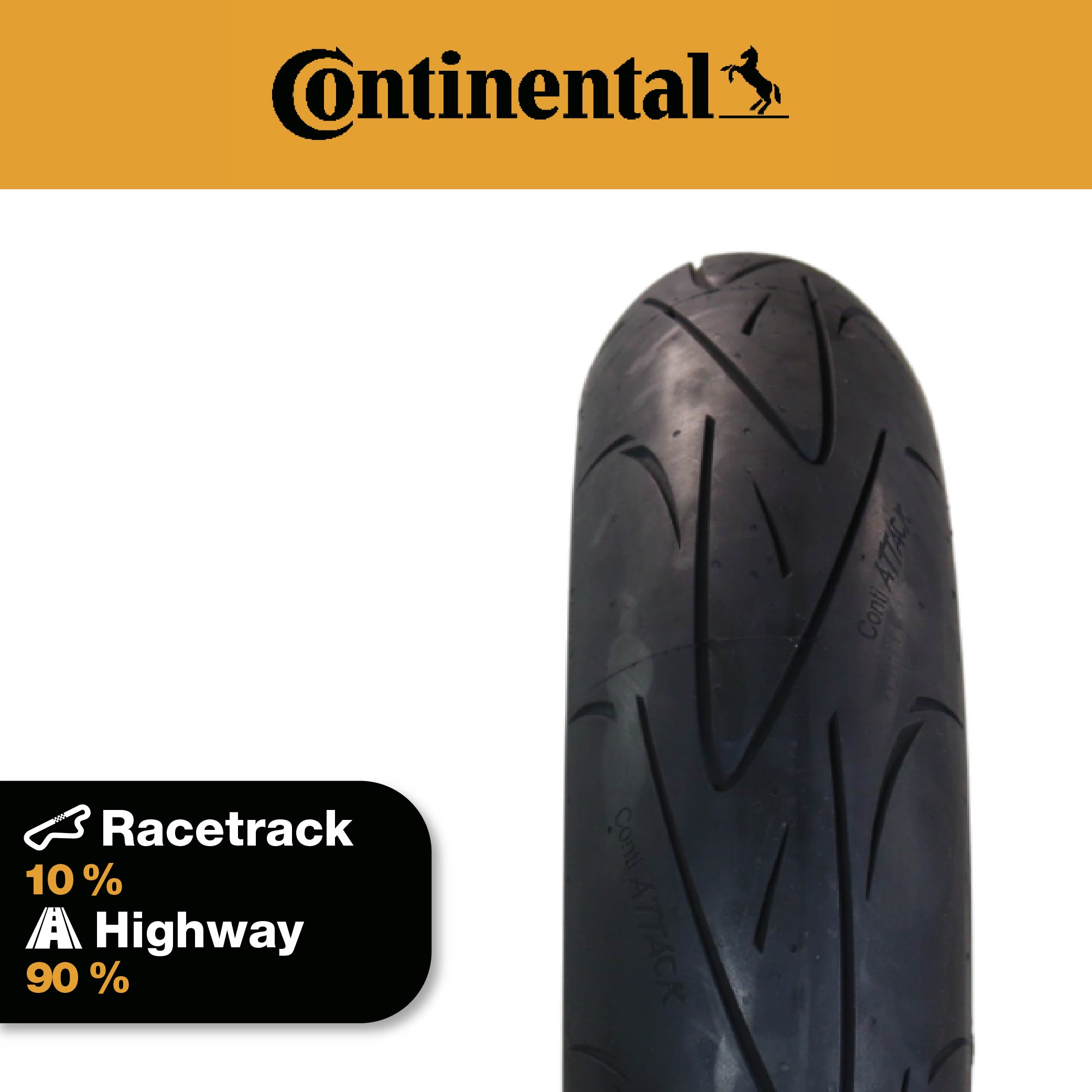 Continental ContiSportAttack 120/70ZR17 Front Motorcycle Tire - High Performance Sport Touring Radial Tire for Street Bikes 120/70-17