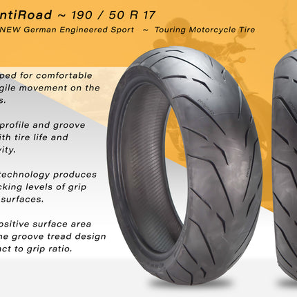Continental ContiRoad Sport Bike 190/50ZR-17 73W Rear Motorcycle Tire 190/50-17