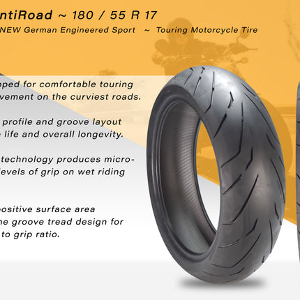 Continental ContiRoad Sport Bike 180/55ZR-17 73W Rear Motorcycle Tire 180/55-17