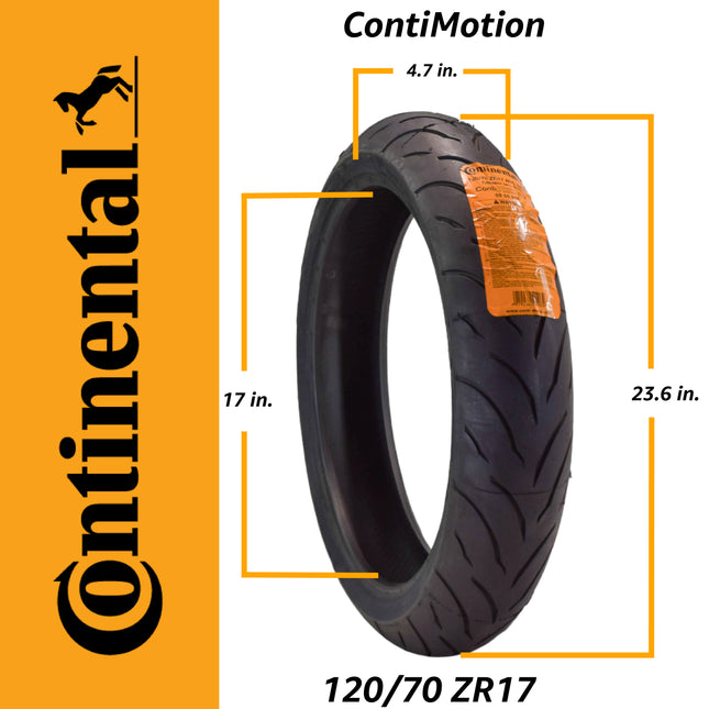 Continental ContiMotion 120/70ZR-17 Front and 180/55ZR-17 Rear Sport Touring Motorcycle Tires (2 Pack)