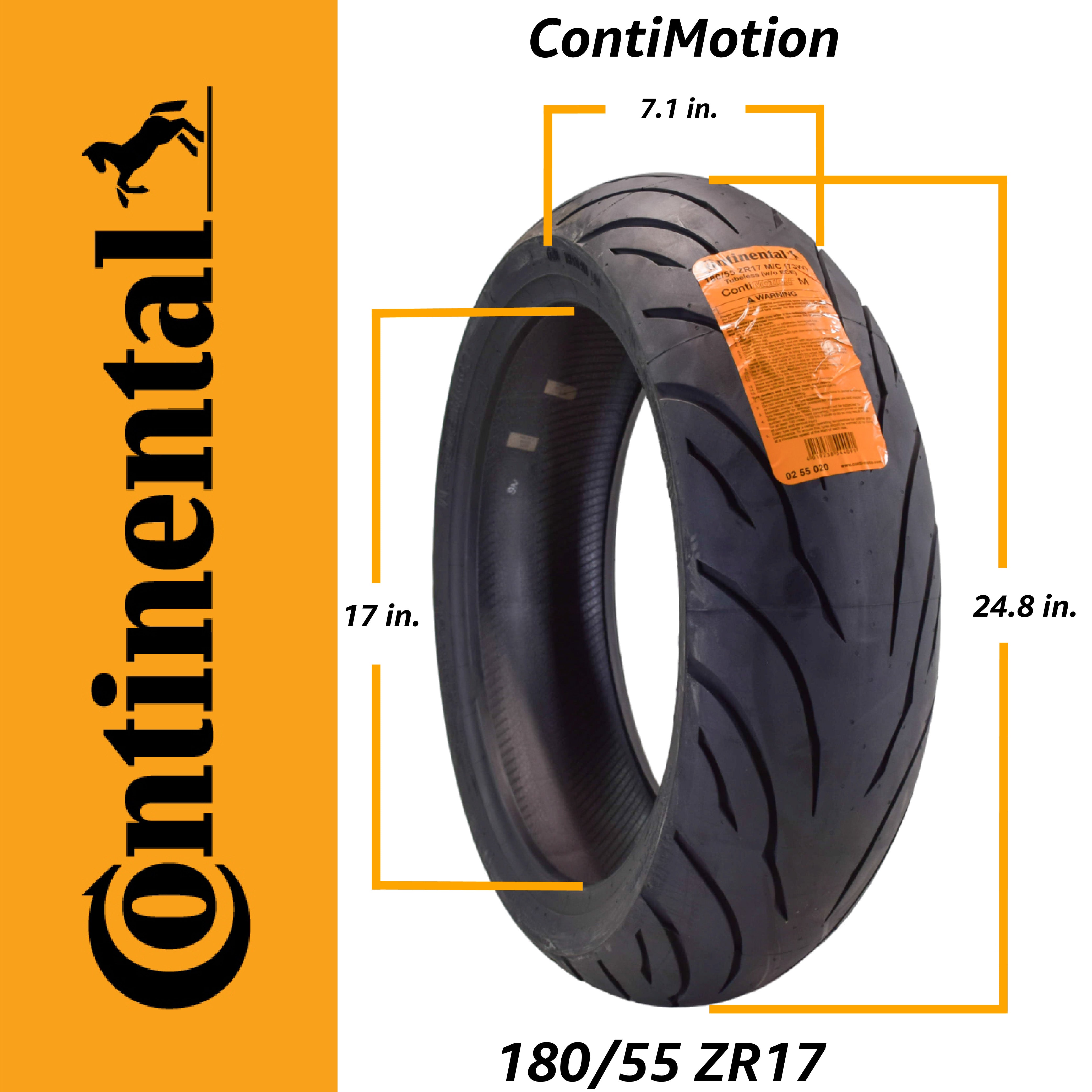 Continental ContiMotion 120/70ZR-17 Front and 180/55ZR-17 Rear Sport Touring Motorcycle Tires (2 Pack)