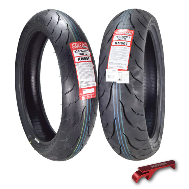 Kenda KM1 120/70ZR17 & 150/60ZR17 Motorcycle Sport Touring Tire Set w/ Keychain