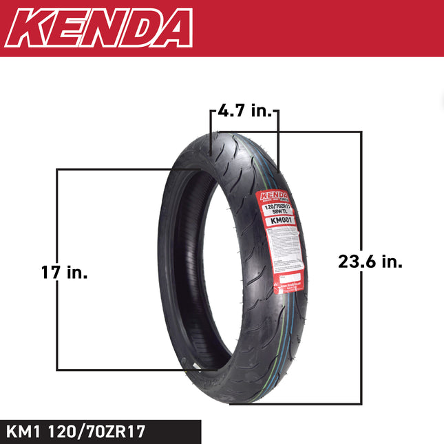 Kenda KM1 120/70ZR17 & 150/60ZR17 Motorcycle Sport Touring Tire Set w/ Keychain