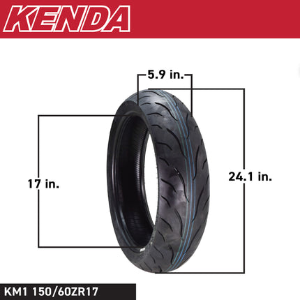 Kenda KM1 120/70ZR17 & 150/60ZR17 Motorcycle Sport Touring Tire Set w/ Keychain
