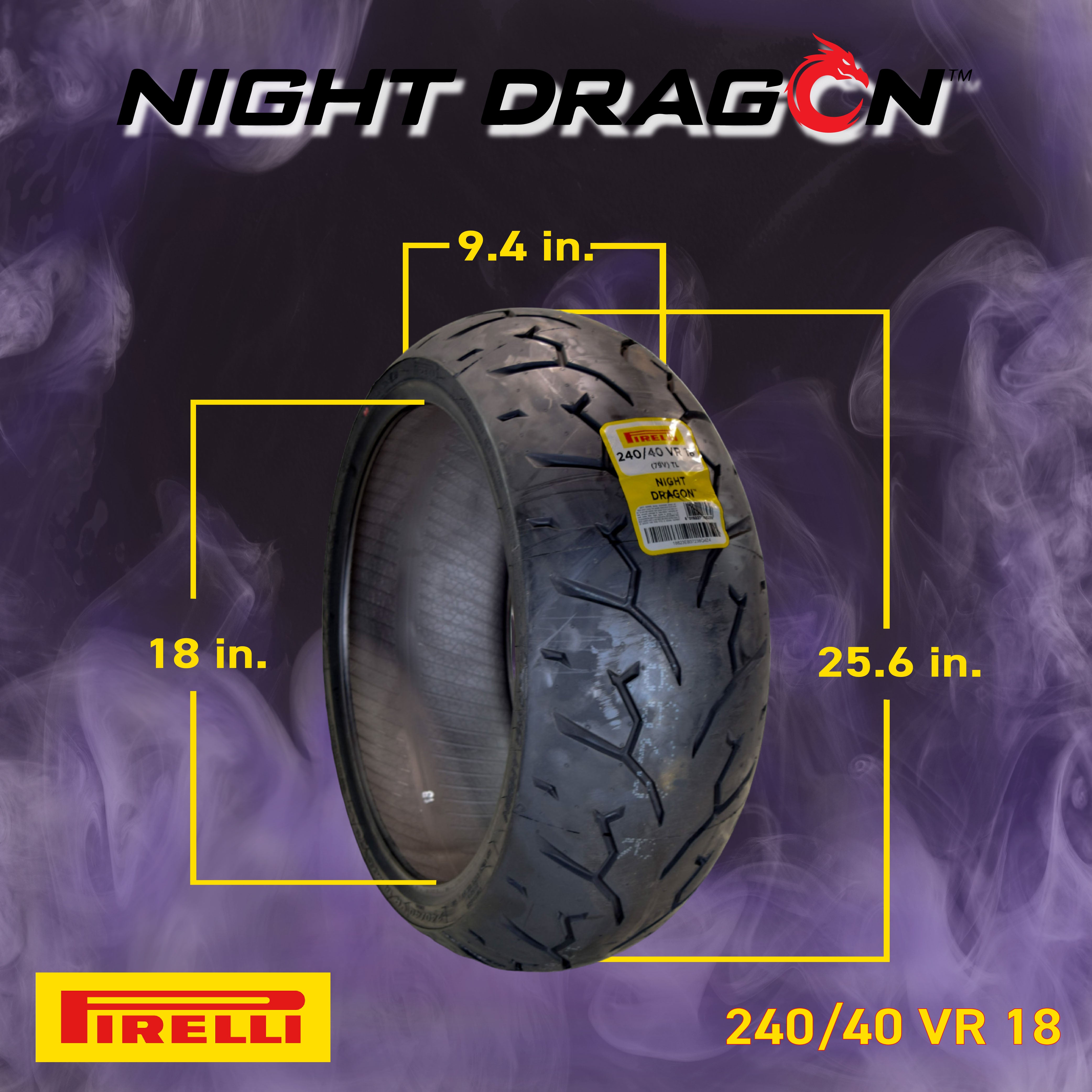 Pirelli Night Dragon 130/80B17 M/CTL 65H Front Tire 240/40VR18 M/C 79V Motorcycle Rear Tire w/ Keychain